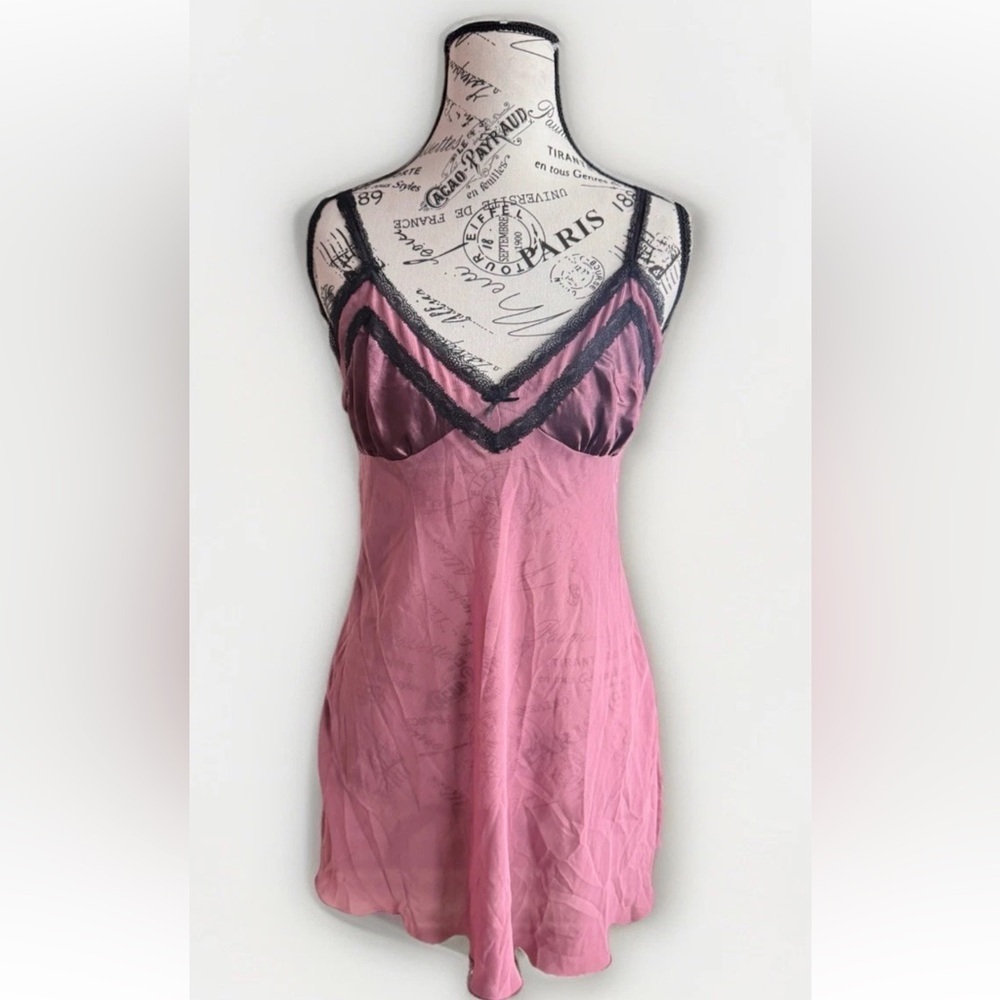 Vintage Y2K California Dynasty Pink Slip Dress Lace lingerie Romantic Whimsy S - Picture 2 of 12